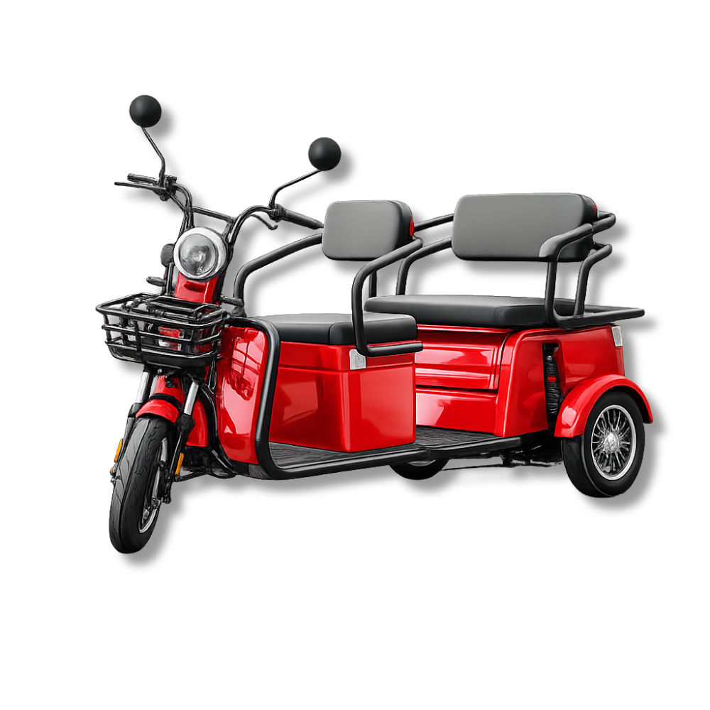 Triciclu Electric Persoane MoveEco 2 locuri P1-00 EEC | 2000W | Fără Permis | 25 km/h | Roșu